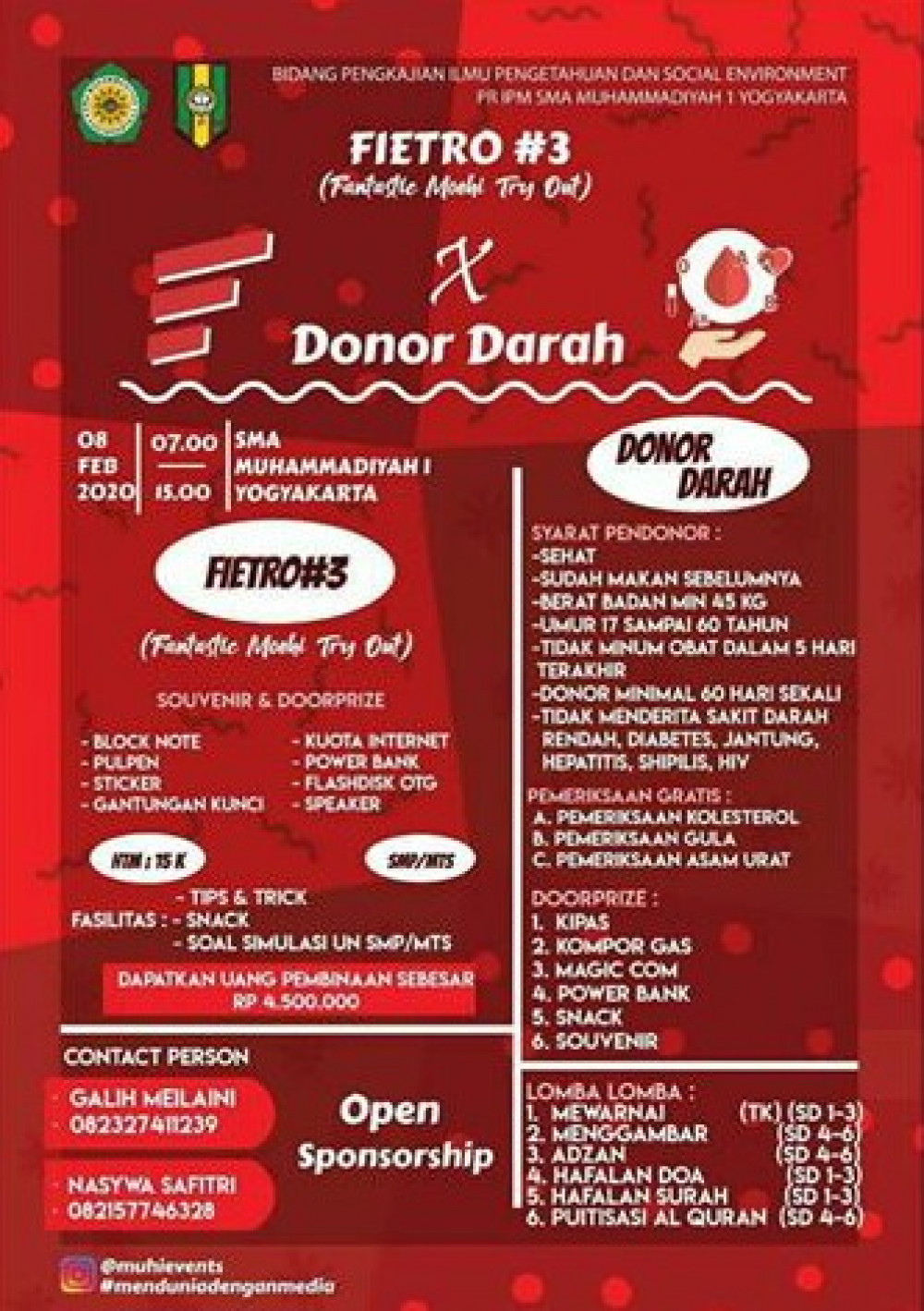 Donor Darah SMA Muhammadiyah 1 Yogyakarta
