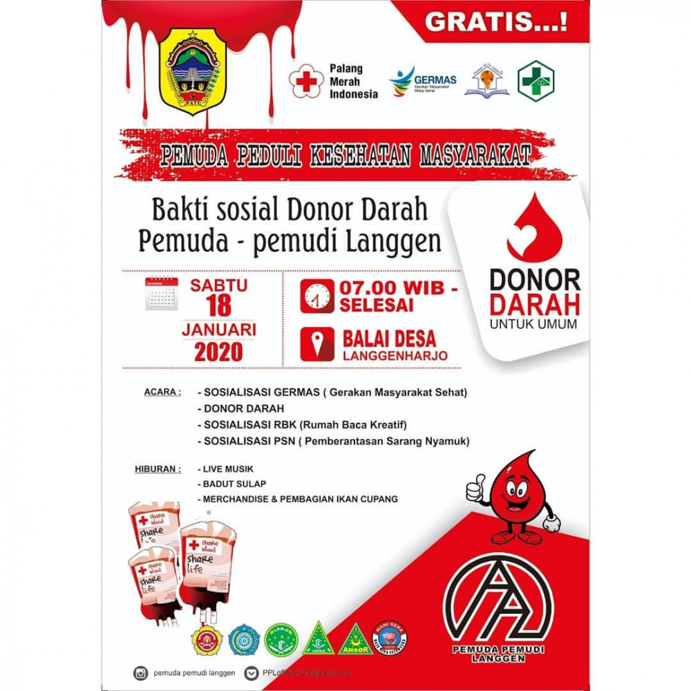 Bakti Sosial Donor Darah Pemuda Pemudi Langgen