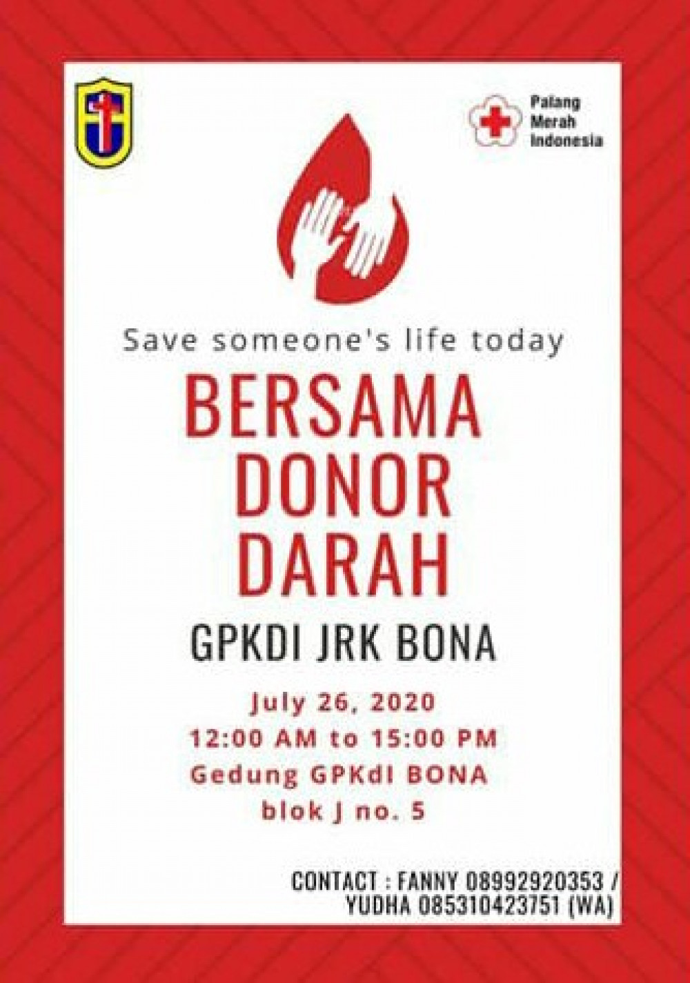 Bersama Donor Darah Di GPKDI JRK Bona